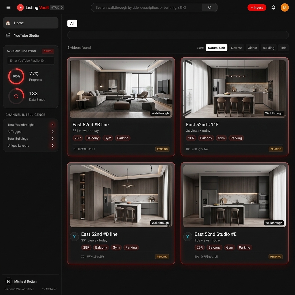ListingVault Studio Dashboard